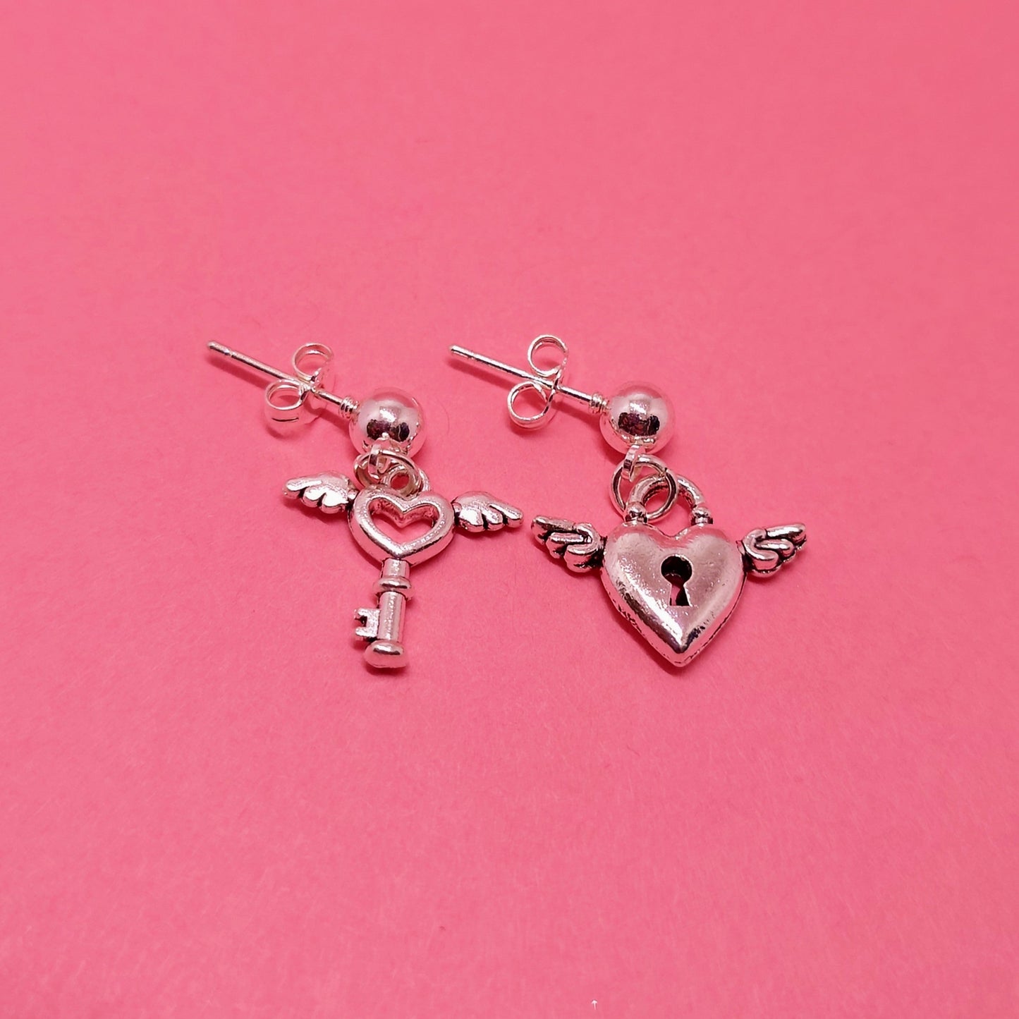 Lock and key earrings