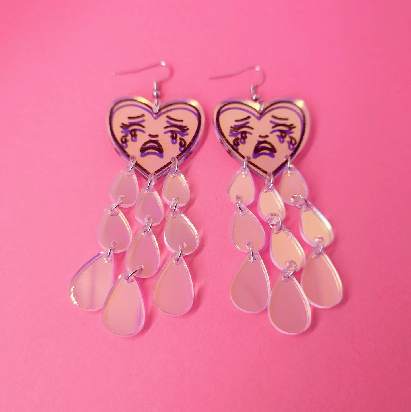 Iridescent Rainbow Teardrop earrings.