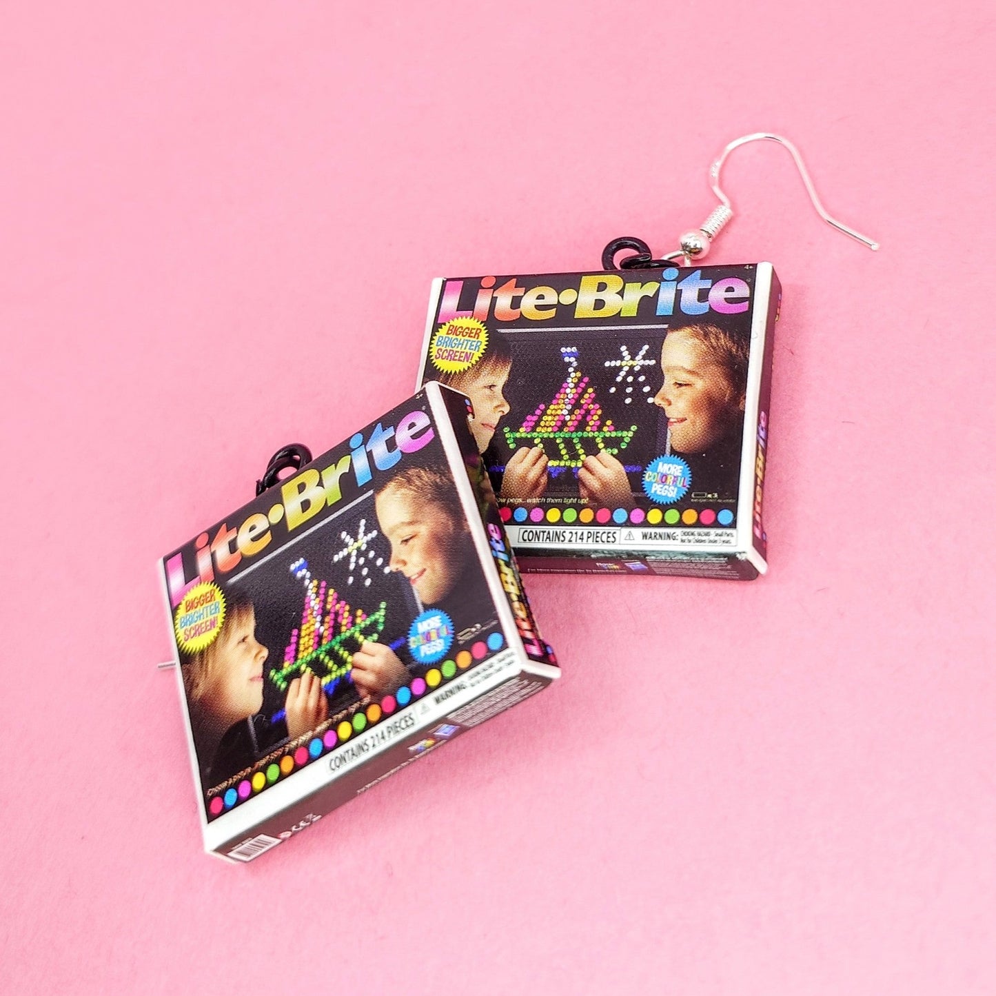 Lite-Brite mini game earrings