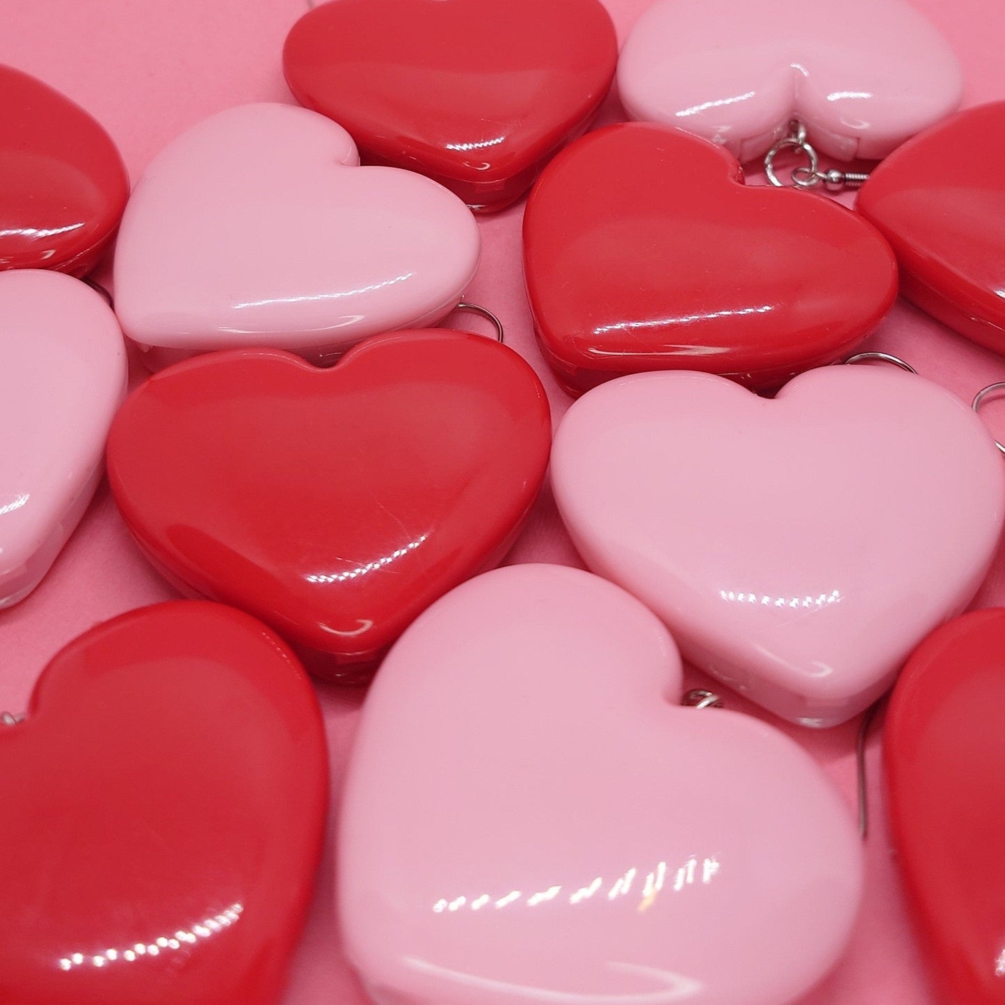 Mini heart compact mirror earrings