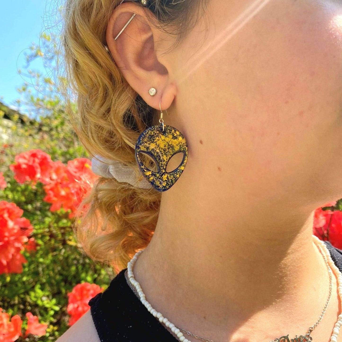 Cosmic Steve deep blue and gold spatter. Glow in the dark. - Strawberry Moon Jewellery