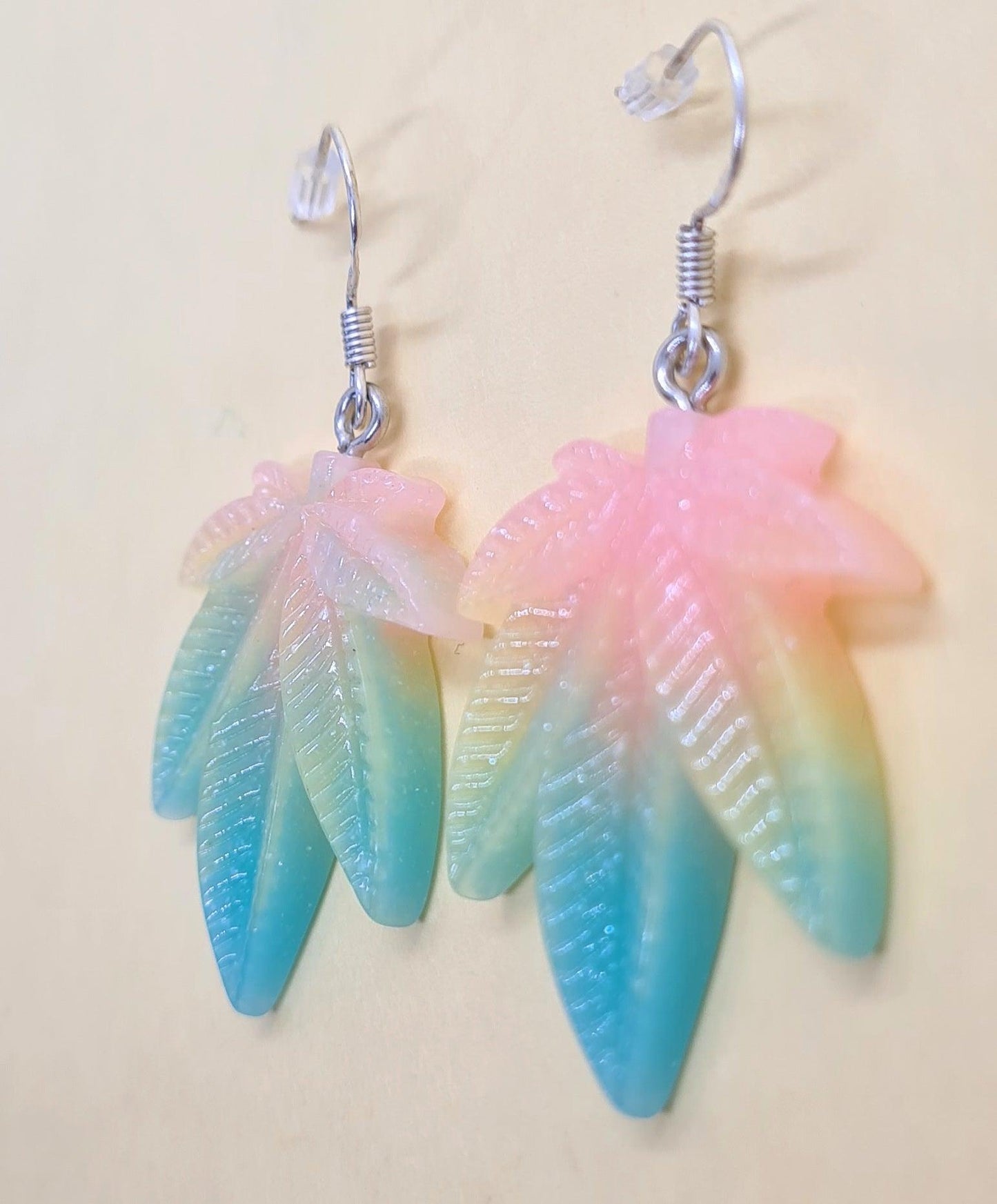 Pastel leaf earrings. - Strawberry Moon Jewellery