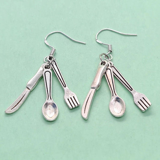 Cutlery set earrings - Strawberry Moon Jewellery 