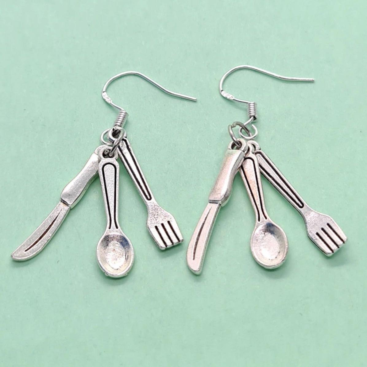 Cutlery set earrings - Strawberry Moon Jewellery 