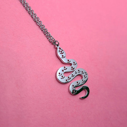 Stainless steel Serpent Necklace - Strawberry Moon Jewellery 