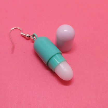 Mini lip balm earrings