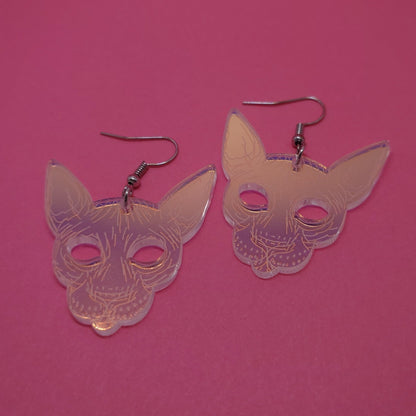 Iridescent Rainbow Cat Earrings