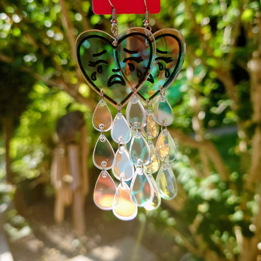 Iridescent Rainbow Teardrop earrings.