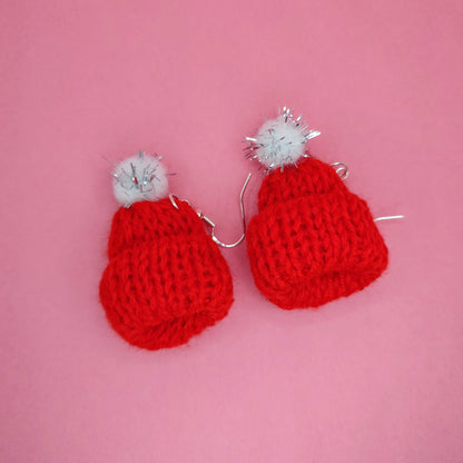 Mini cutemas bobble hat earrings.