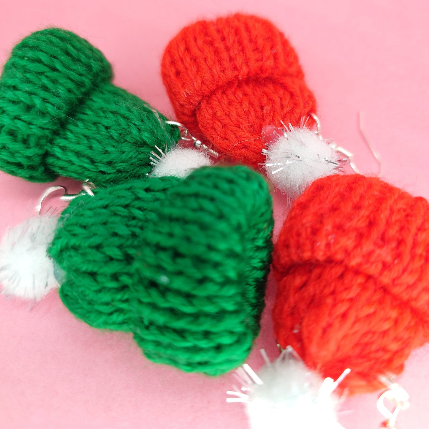 Mini cutemas bobble hat earrings.