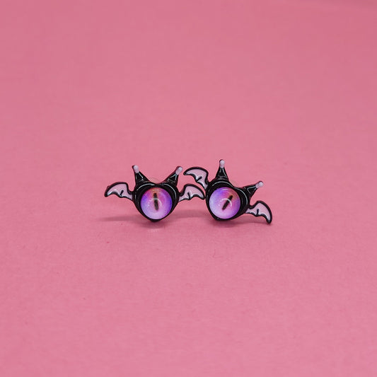 Mini monster bat stud earrings