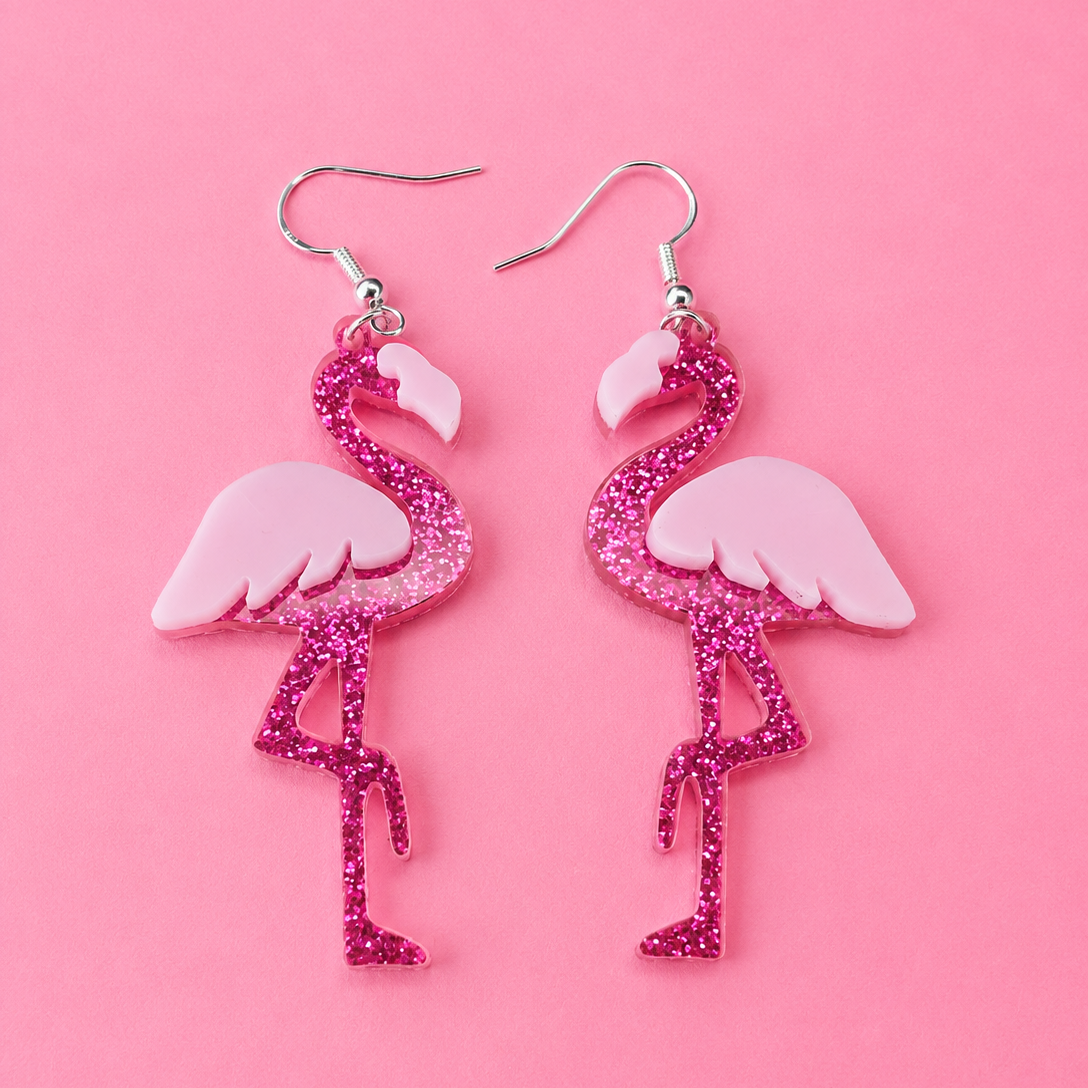 🦩✨ Glitter Flamingo Earrings ✨🦩