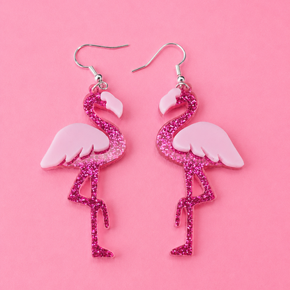🦩✨ Glitter Flamingo Earrings ✨🦩