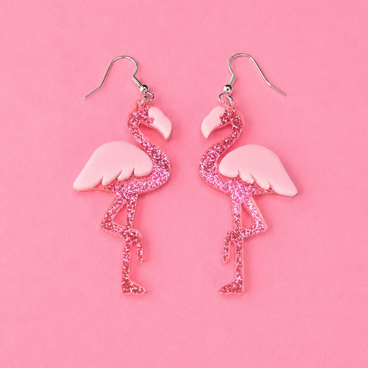 🦩✨ Glitter Flamingo Earrings ✨🦩