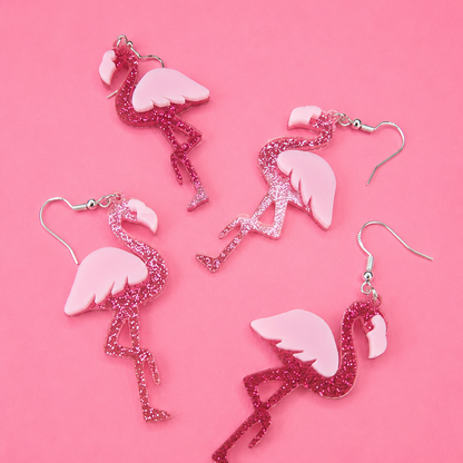 🦩✨ Glitter Flamingo Earrings ✨🦩