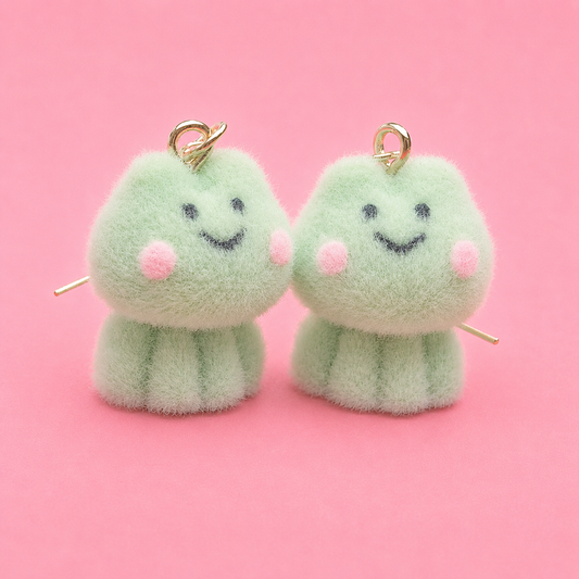 🐸 Fluffy Frog Earrings