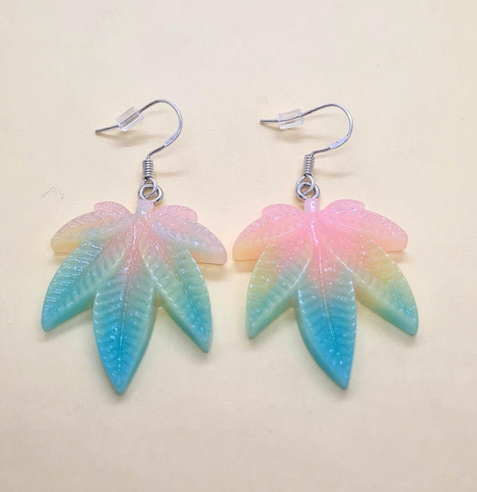 Pastel leaf earrings. - Strawberry Moon Jewellery 