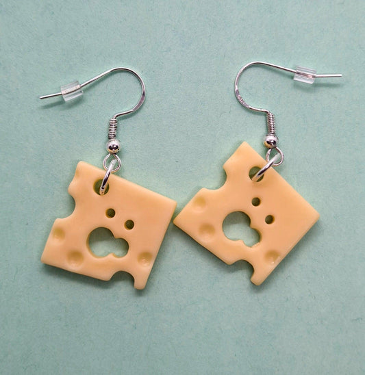 Mini cheese slice earrings - Strawberry Moon Jewellery 
