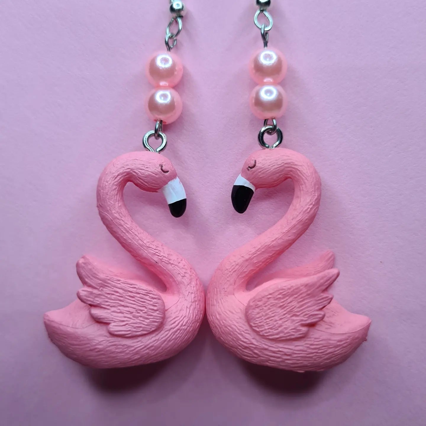 Pink flamingo drop earrings. - Strawberry Moon Jewellery 