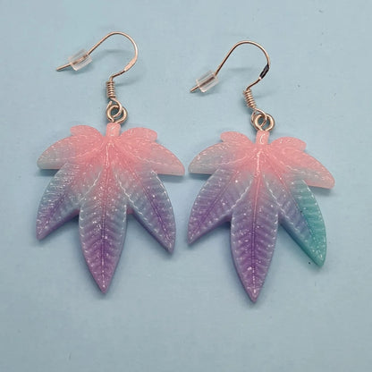 Pastel leaf earrings - Strawberry Moon Jewellery 