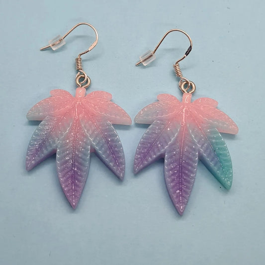Pastel leaf earrings - Strawberry Moon Jewellery 