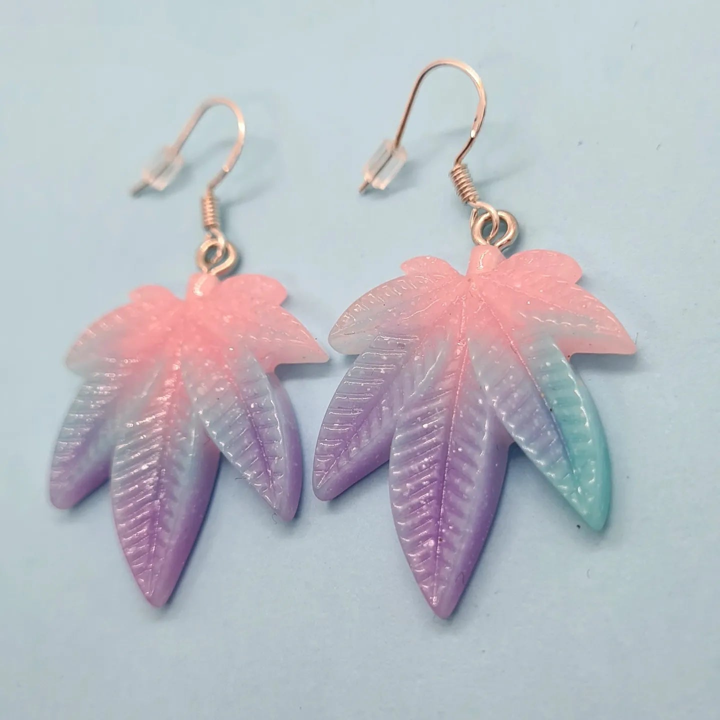 Pastel leaf earrings - Strawberry Moon Jewellery 